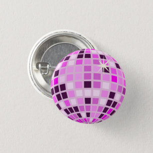 Badge Rond 2,50 Cm Pink Lilac Purple Rétro Moderne Disco Ball