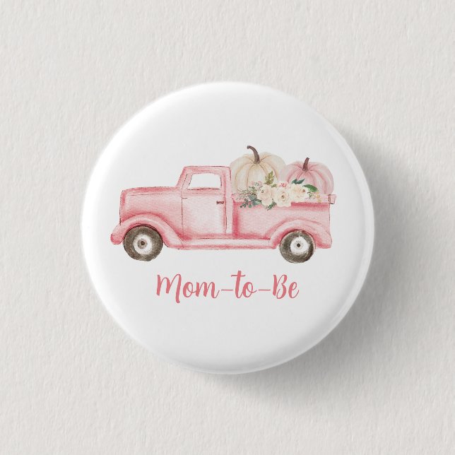 Badge Rond 2,50 Cm Pink Little Citrouille Baby shower Maman à être (Devant)