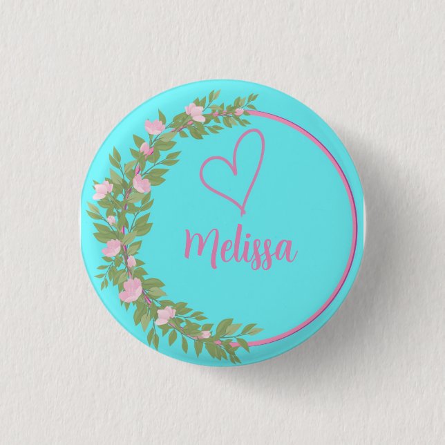 Badge Rond 2,50 Cm Pink Modern Script Girly Monogram Name  (Devant)