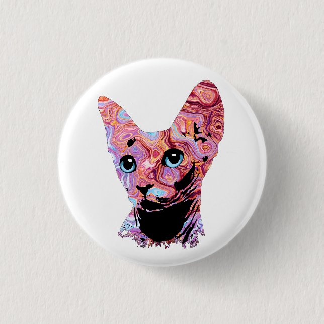 Badge Rond 2,50 Cm Pinky Sphynx Cat 683 (Devant)