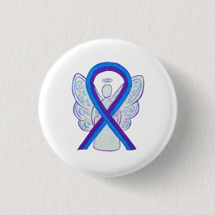 Badge Rond 2,50 Cm Pins Angles de sensibilisation au ruban bleu et vi