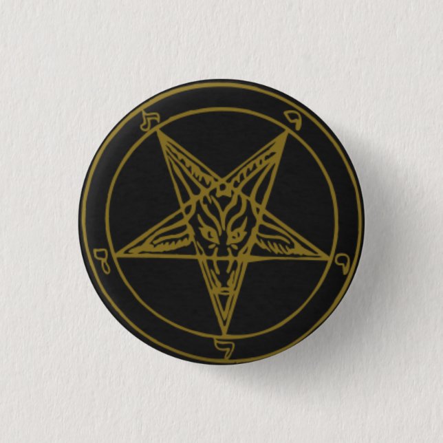 Badge Rond 2,50 Cm Pins Baphomet Noir/Or (Devant)