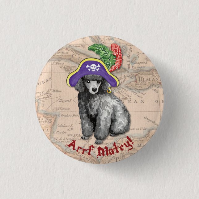 Badge Rond 2,50 Cm Pirate de caniche miniature (Devant)