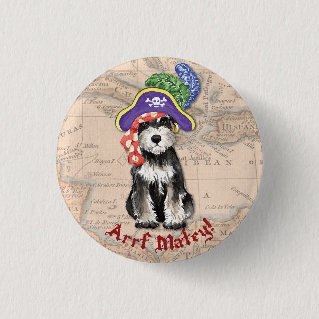 Badge Rond 2,50 Cm Pirate de Schnauzer miniature (Devant)