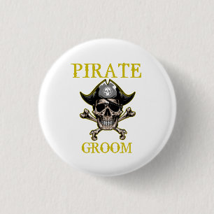 BADGE ROND 2,50 CM PIRATE SKULM GROOM OR