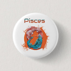 Badge Rond 2,50 Cm Pisces Poissons Zodiaque Horoscope Astrologie de l