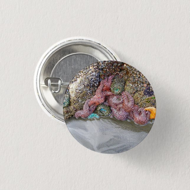 Badge Rond 2,50 Cm Piscine à marée, plage de Ruby, parc national olym (Devant & derrière)