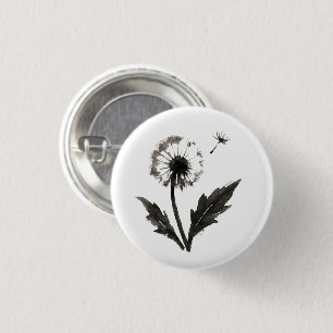 Badge Rond 2,50 Cm Pissenlit minimaliste – Conception de la nature à