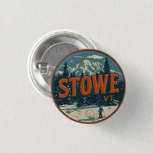 Badge Rond 2,50 Cm Pistes de ski extérieures hivernales vintage Stowe