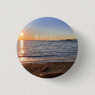 Badge Rond 2,50 Cm Pittoresque Beach Sunset Photo