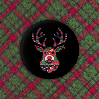 Badge Rond 2,50 Cm Pixel Reindeer Retro Ugly Sweater Button