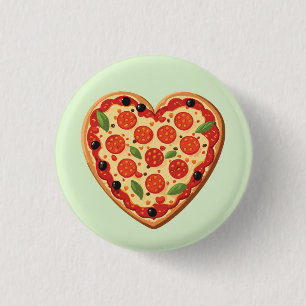 Badge Rond 2,50 Cm Pizza en forme de coeur