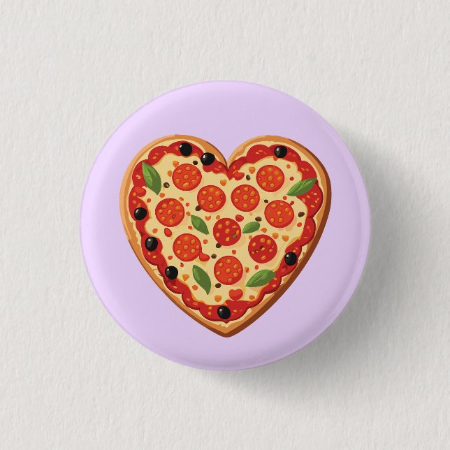 Badge Rond 2,50 Cm Pizza en forme de coeur (Devant)