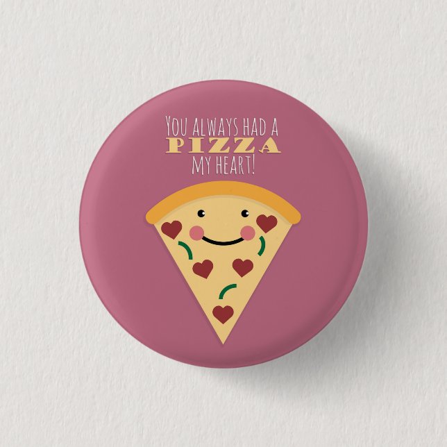 Badge Rond 2,50 Cm Pizza Mon Coeur (Devant)