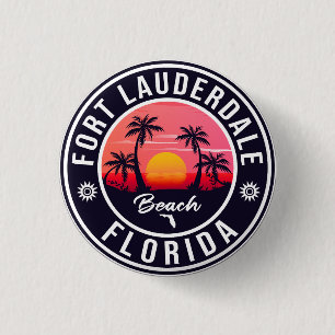 Badge Rond 2,50 Cm Plage de Fort Lauderdale Floride Vintage années 60