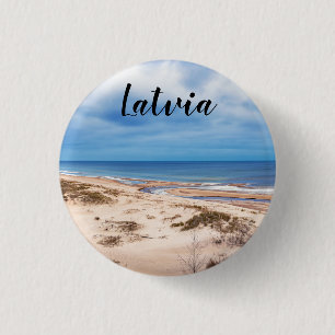 Badge Rond 2,50 Cm Plage de sable blanc près de la mer Baltique en Le
