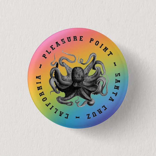 Badge Rond 2,50 Cm Plaisir Point, Père Noël Cruz Octopus (Devant)
