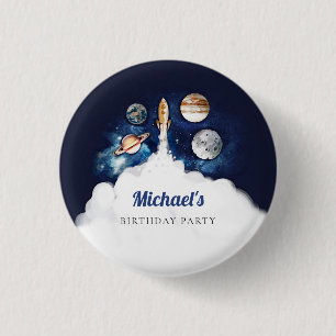 Badge Rond 2,50 Cm Planètes Galaxie Fusée Espace Extra-Atmosphérique