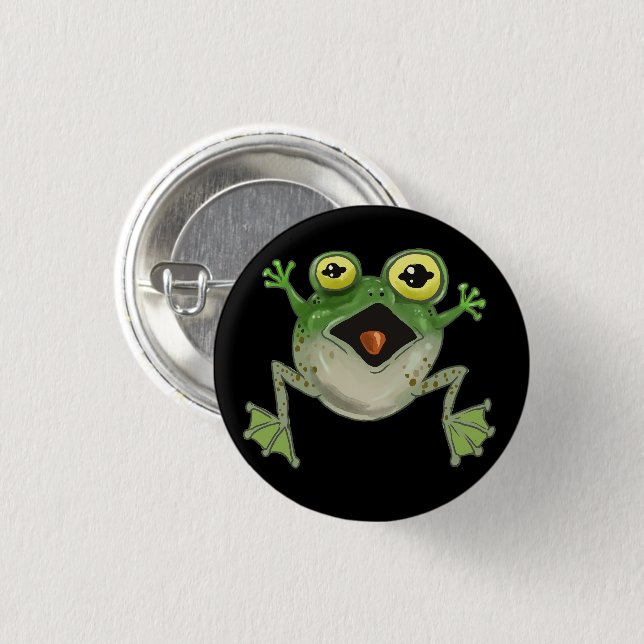 Badge Rond 2,50 Cm Plat ! Grenouille sotte (Devant & derrière)