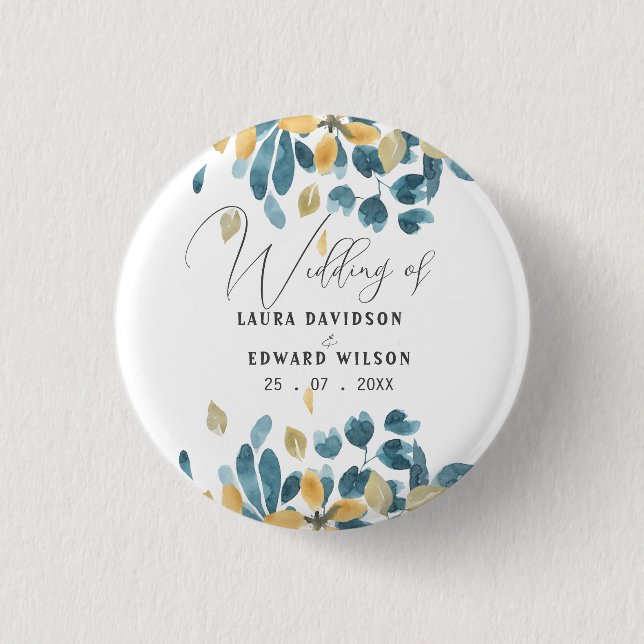 Badge Rond 2,50 Cm Plat vert eucalyptus vert papier de jardin fleuri (Devant)