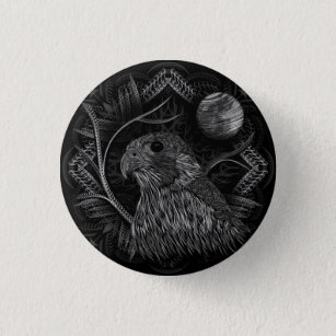 Badge Rond 2,50 Cm Pleine lune de faucon