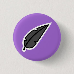 Badge Rond 2,50 Cm Plume noire