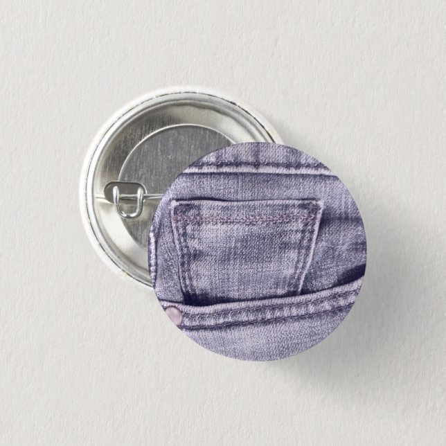 Badge Rond 2,50 Cm Poche Jeans Bleu, Tissu, Coutures (Devant & derrière)