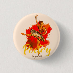 Badge Rond 2,50 Cm Poésie en Pointe – Élégante Art de Ballerine pour