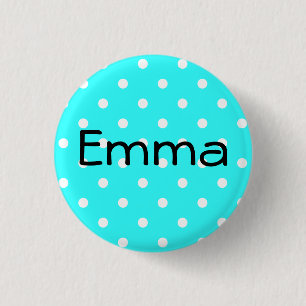 Badge Rond 2,50 Cm Pointe Aqua et White Polka personnalisée