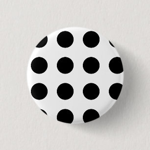 Badge Rond 2,50 Cm Pointe de polka noir sur arrière - plan blanc