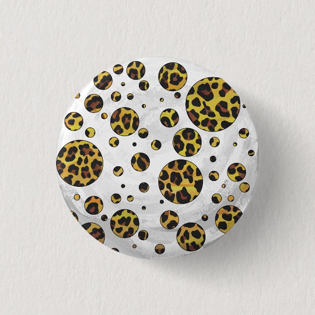 Badge Rond 2,50 Cm Pointe Leopard Brown et Jaune (Devant)