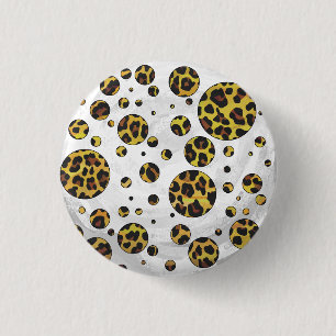 Badge Rond 2,50 Cm Pointe Leopard Brown et Jaune
