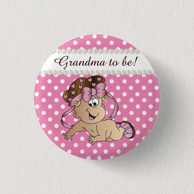 Badge Rond 2,50 Cm Pointe rose et blanche | Baby Girl (Devant)