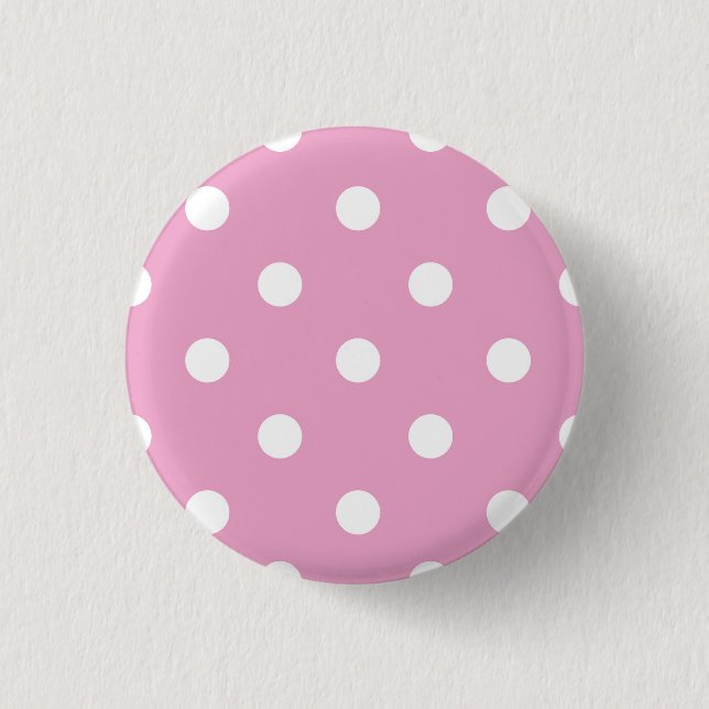 Badge Rond 2,50 Cm Points blancs sur rose (Devant)