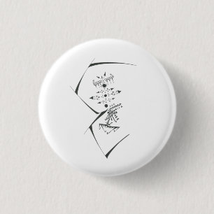 Badge Rond 2,50 Cm Points Noir Blanc Art Tribal Tatouage Abstrait