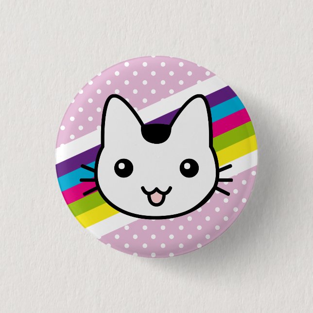 Badge Rond 2,50 Cm pois blanc de chat (Devant)
