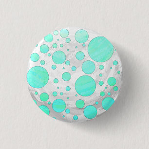 Badge Rond 2,50 Cm Pois bleu Mint Ice Aqua