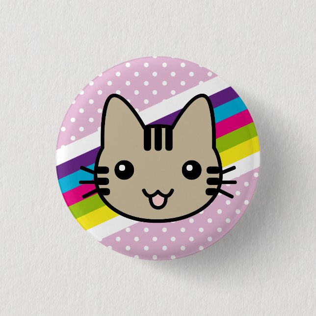 Badge Rond 2,50 Cm pois brun clair de chat (Devant)
