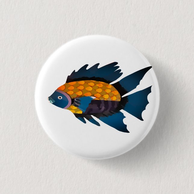 Badge Rond 2,50 Cm Poisson, Animal, Dessin (Devant)