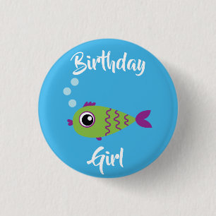 Badge Rond 2,50 Cm Poisson Anniversaire de la fille de l'enfant