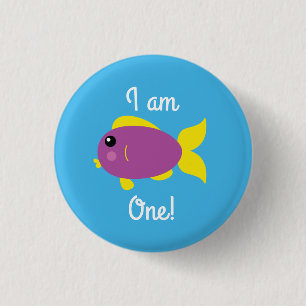 Badge Rond 2,50 Cm Poisson Mer Océan Anniversaire Enfant Aquarium