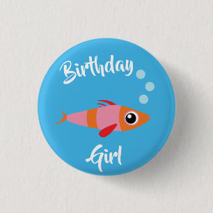 Badge Rond 2,50 Cm Poisson Mer Océan Anniversaire Enfant Aquarium