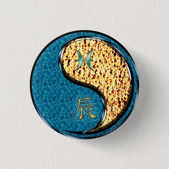 Badge Rond 2,50 Cm Poissons & Dragon de Feu (Devant)
