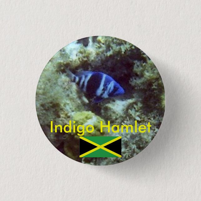 Badge Rond 2,50 Cm Poissons mignons, indigo Hamlet, Jamaïque (Devant)