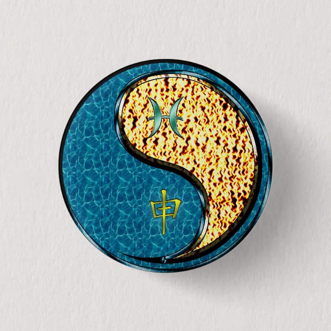 Badge Rond 2,50 Cm Poissons & Singe de Feu (Devant)