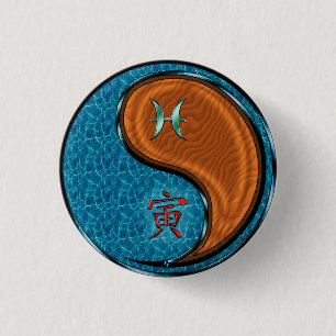 Badge Rond 2,50 Cm Poissons & Tigre de Bois