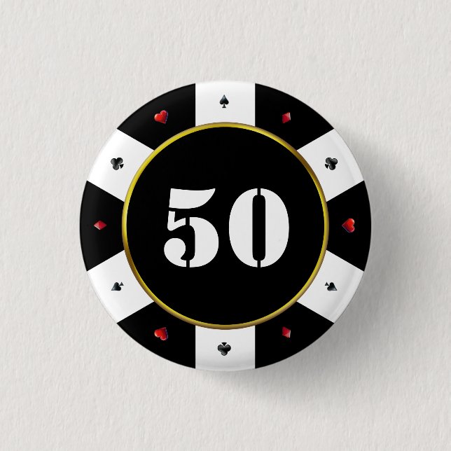 Badge Rond 2,50 Cm Poker Chip 50e fête d'anniversaire (Devant)