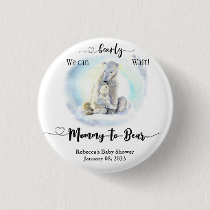 Badge Rond 2,50 Cm Polar Bear Winter Bearly Wait Baby Shower Mommy to
