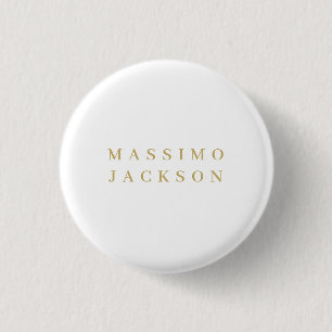 Badge Rond 2,50 Cm Police Serif Minimaliste de Couleur Or