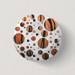 Badge Rond 2,50 Cm Polis Dot Tiger Hot orange et noir
